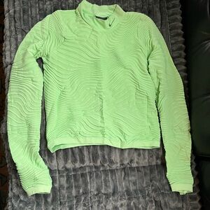Nike Neon Green Textured Mock Neck Women's Running Top -sz S